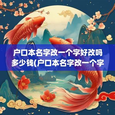户口本名字改一个字好改吗多少钱(户口本名字改一个字好改吗)