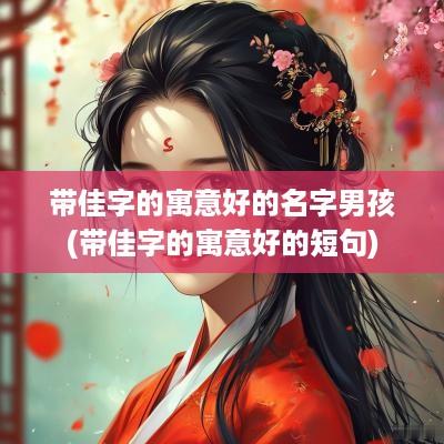 带佳字的寓意好的名字男孩(带佳字的寓意好的短句)