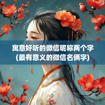 寓意好听的微信昵称两个字(最有意义的微信名俩字)