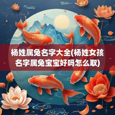 杨姓属兔名字大全(杨姓女孩名字属兔宝宝好吗怎么取)