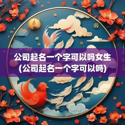 公司起名一个字可以吗女生(公司起名一个字可以吗)