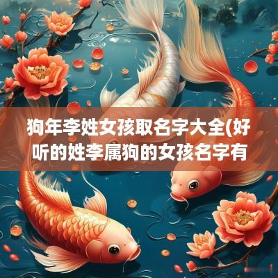 狗年李姓女孩取名字大全(好听的姓李属狗的女孩名字有哪些)