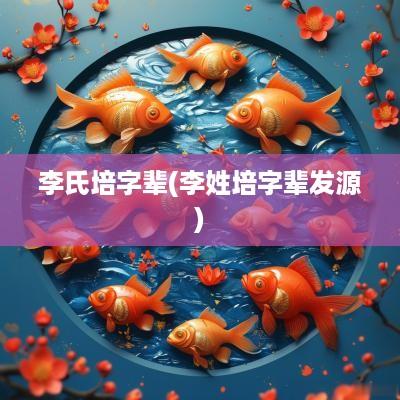 李氏培字辈(李姓培字辈发源)