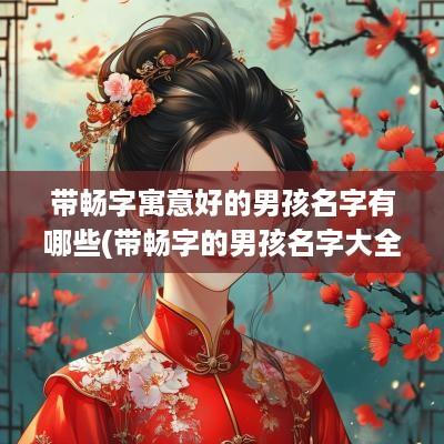 带畅字寓意好的男孩名字有哪些(带畅字的男孩名字大全)