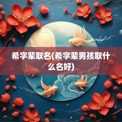 希字辈取名(希字辈男孩取什么名好)