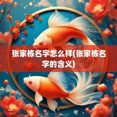 张家栋名字怎么样(张家栋名字的含义)