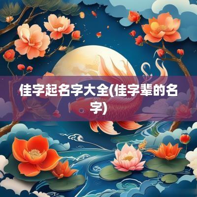 佳字起名字大全(佳字辈的名字)