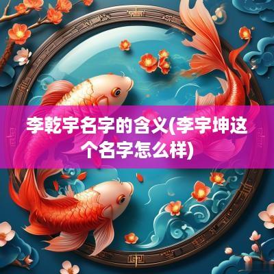 李乾宇名字的含义(李宇坤这个名字怎么样)