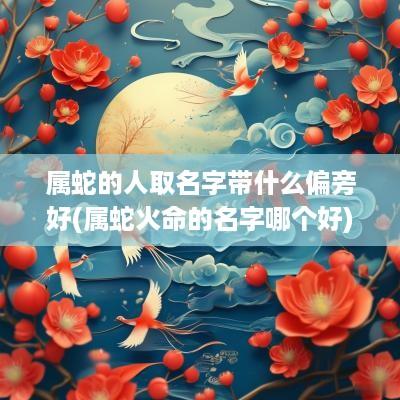 属蛇的人取名字带什么偏旁好(属蛇火命的名字哪个好)