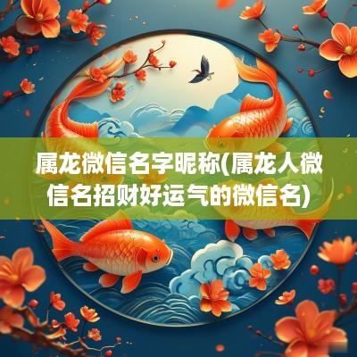 属龙微信名字昵称(属龙人微信名招财好运气的微信名)