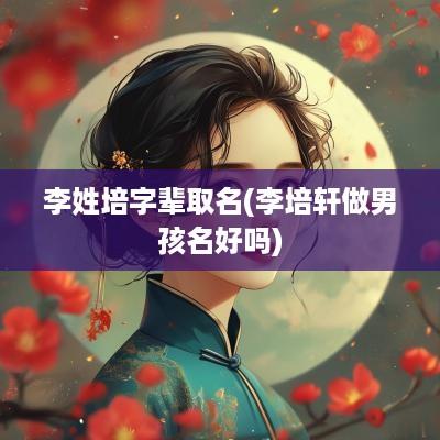 李姓培字辈取名(李培轩做男孩名好吗)
