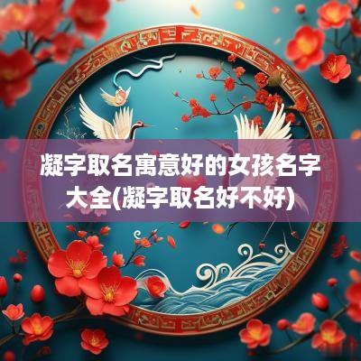 凝字取名寓意好的女孩名字大全(凝字取名好不好)
