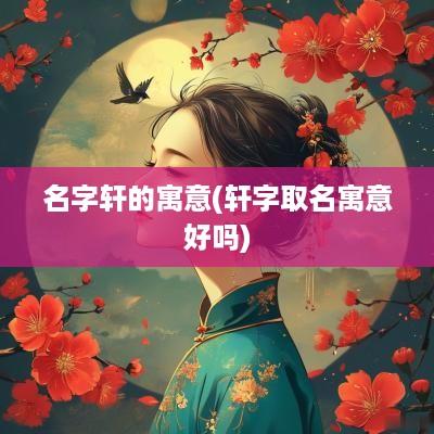 名字轩的寓意(轩字取名寓意好吗)