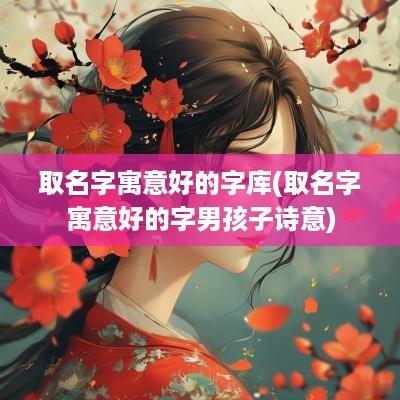 取名字寓意好的字库(取名字寓意好的字男孩子诗意)