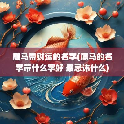 属马带财运的名字(属马的名字带什么字好 最忌讳什么)