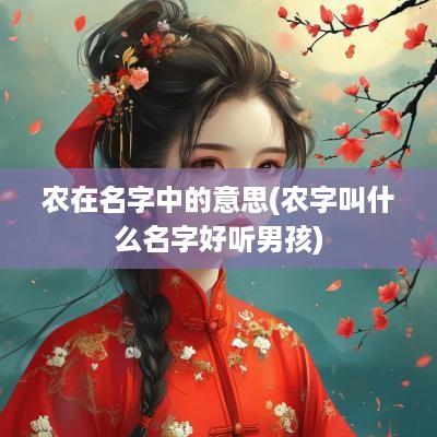 农在名字中的意思(农字叫什么名字好听男孩)