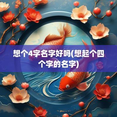 想个4字名字好吗(想起个四个字的名字)