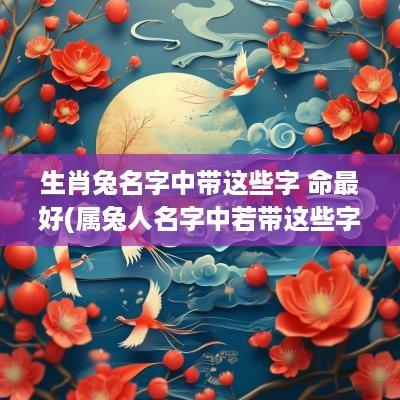 生肖兔名字中带这些字 命最好(属兔人名字中若带这些字)