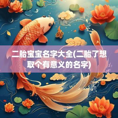 二胎宝宝名字大全(二胎了想取个有意义的名字)