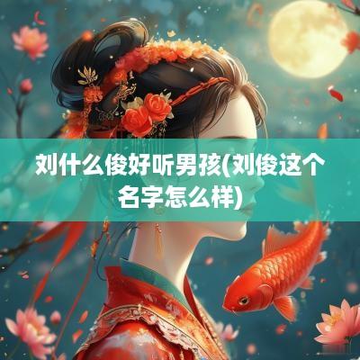 刘什么俊好听男孩(刘俊这个名字怎么样)