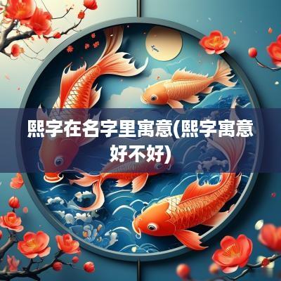 熙字在名字里寓意(熙字寓意好不好)