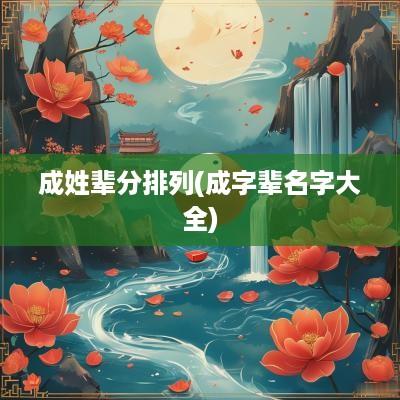 成姓辈分排列(成字辈名字大全)