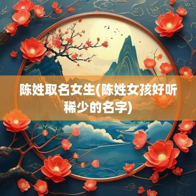 陈姓取名女生(陈姓女孩好听稀少的名字)