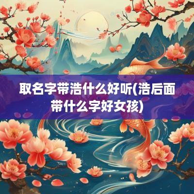 取名字带浩什么好听(浩后面带什么字好女孩)
