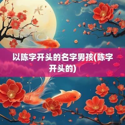 以陈字开头的名字男孩(陈字开头的)