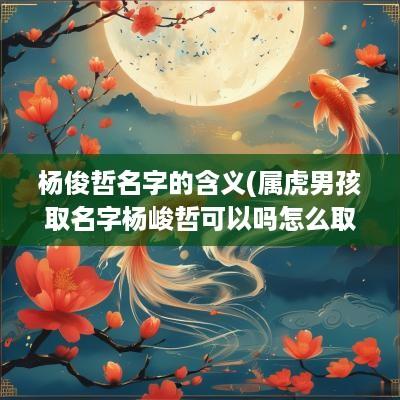 杨俊哲名字的含义(属虎男孩取名字杨峻哲可以吗怎么取)