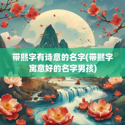 带熙字有诗意的名字(带熙字寓意好的名字男孩)