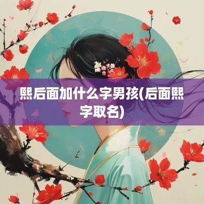 熙后面加什么字男孩(后面熙字取名)