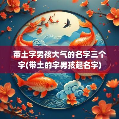 带土字男孩大气的名字三个字(带土的字男孩起名字)