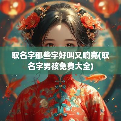 取名字那些字好叫又响亮(取名字男孩免费大全)