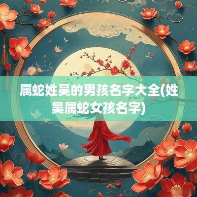 属蛇姓吴的男孩名字大全(姓吴属蛇女孩名字)