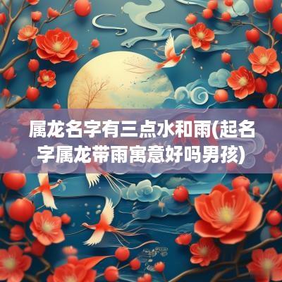 属龙名字有三点水和雨(起名字属龙带雨寓意好吗男孩)