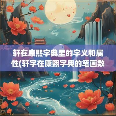 轩在康熙字典里的字义和属性(轩字在康熙字典的笔画数)