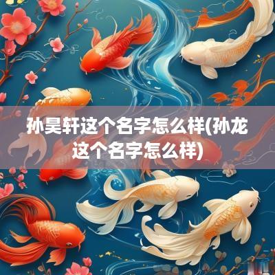 孙昊轩这个名字怎么样(孙龙这个名字怎么样)