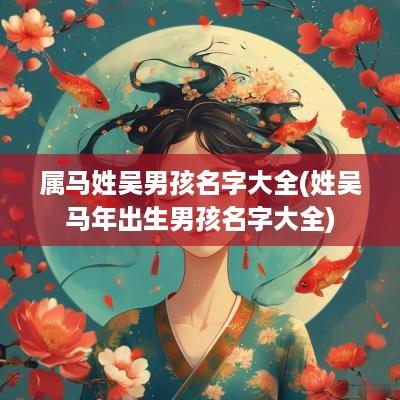属马姓吴男孩名字大全(姓吴马年出生男孩名字大全)