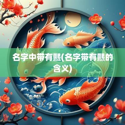 名字中带有熙(名字带有熙的含义)