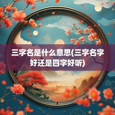 三字名是什么意思(三字名字好还是四字好听)