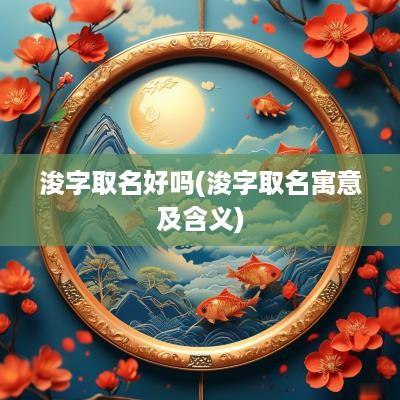 浚字取名好吗(浚字取名寓意及含义)