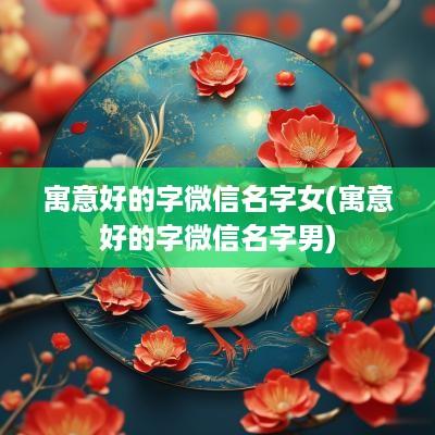 寓意好的字微信名字女(寓意好的字微信名字男)