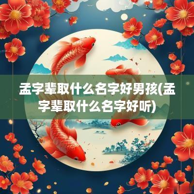 孟字辈取什么名字好男孩(孟字辈取什么名字好听)