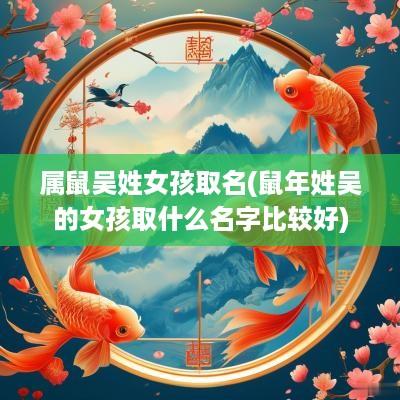 属鼠吴姓女孩取名(蛇年姓吴的女孩取什么名字比较好)