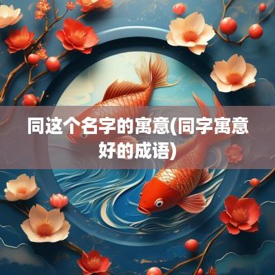 同这个名字的寓意(同字寓意好的成语)