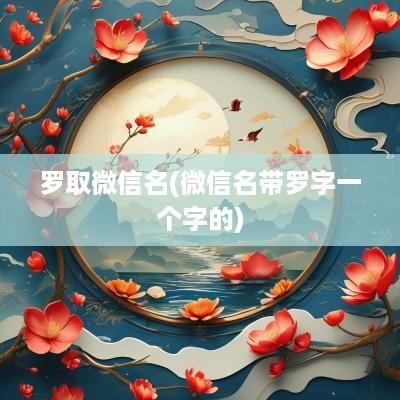 罗取微信名(微信名带罗字一个字的)