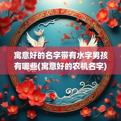 寓意好的名字带有水字男孩有哪些(寓意好的农机名字)