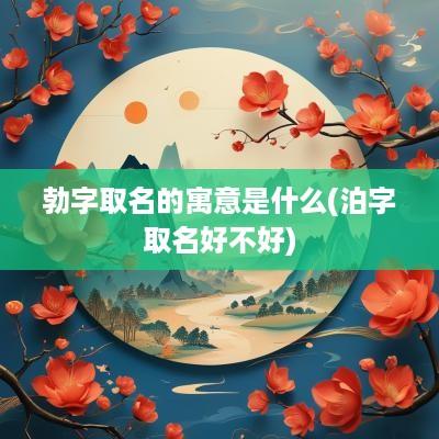 勃字取名的寓意是什么(泊字取名好不好)