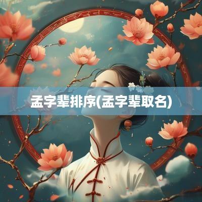 孟字辈排序(孟字辈取名)